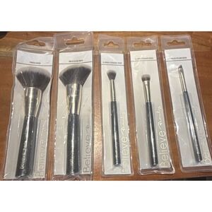 Believe Beauty Makeup Brush Set Powder Blending Blush Eyeshadow Eyeliner 5pc NEW